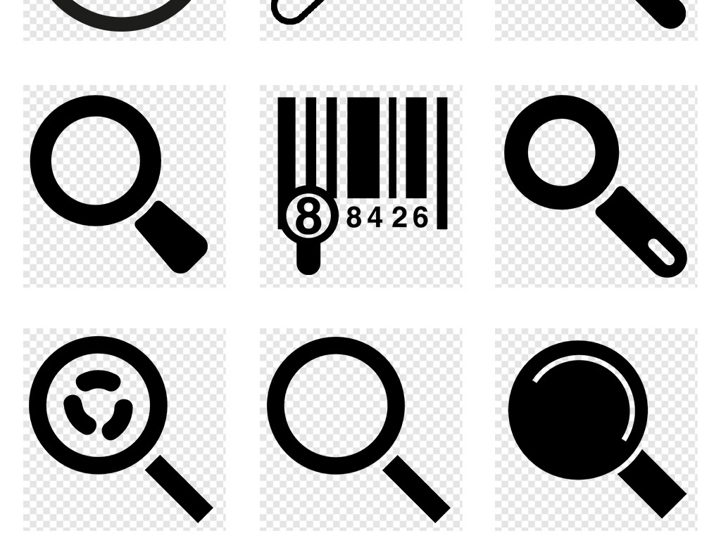 卡通手绘放大镜图标观察搜索图标PNG素材