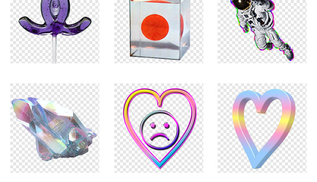 渐变蒸汽波风格PNG透明背景免抠素材