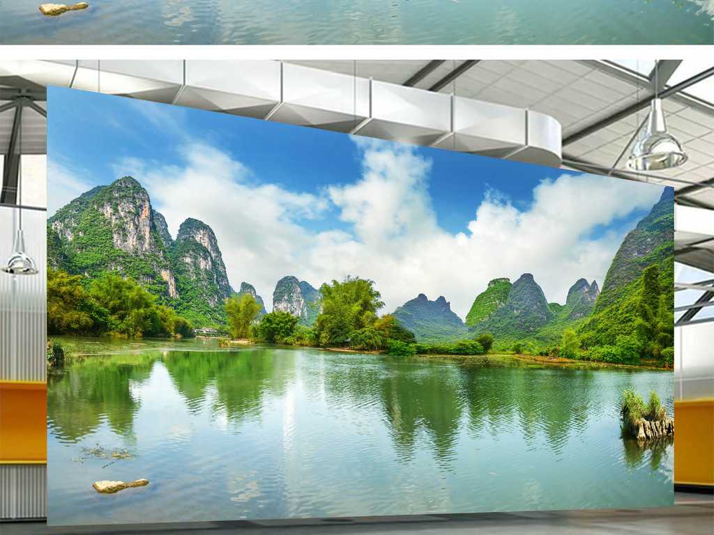 原创高清桂林山水山清水秀风景电视背景墙