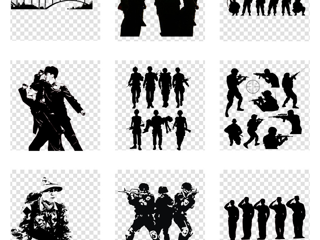 烈士雕像部队军人战士士兵人物剪影PNG免扣素材