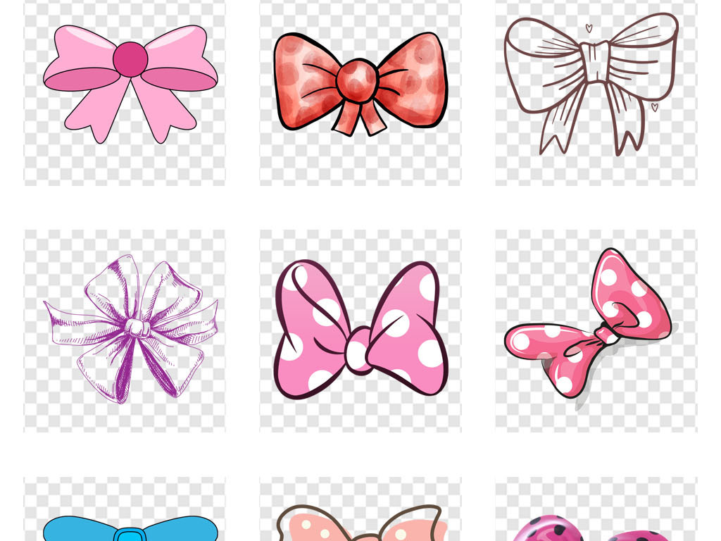 可爱女性女装卡通蝴蝶结海报背景PNG素材