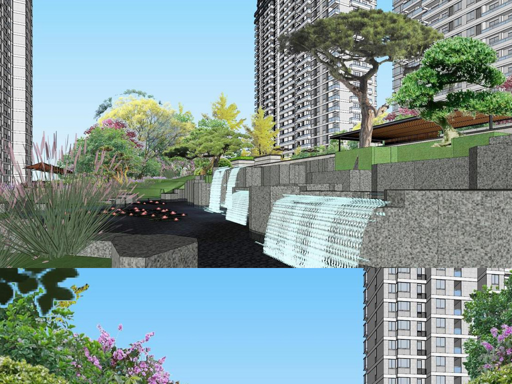 现代住宅小区建筑景观规划设计方案su模型