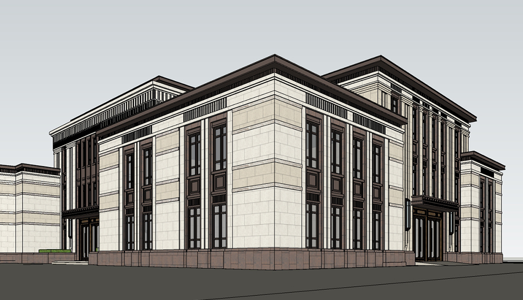 精美现代新亚洲风格沿街商业立面商铺su模型