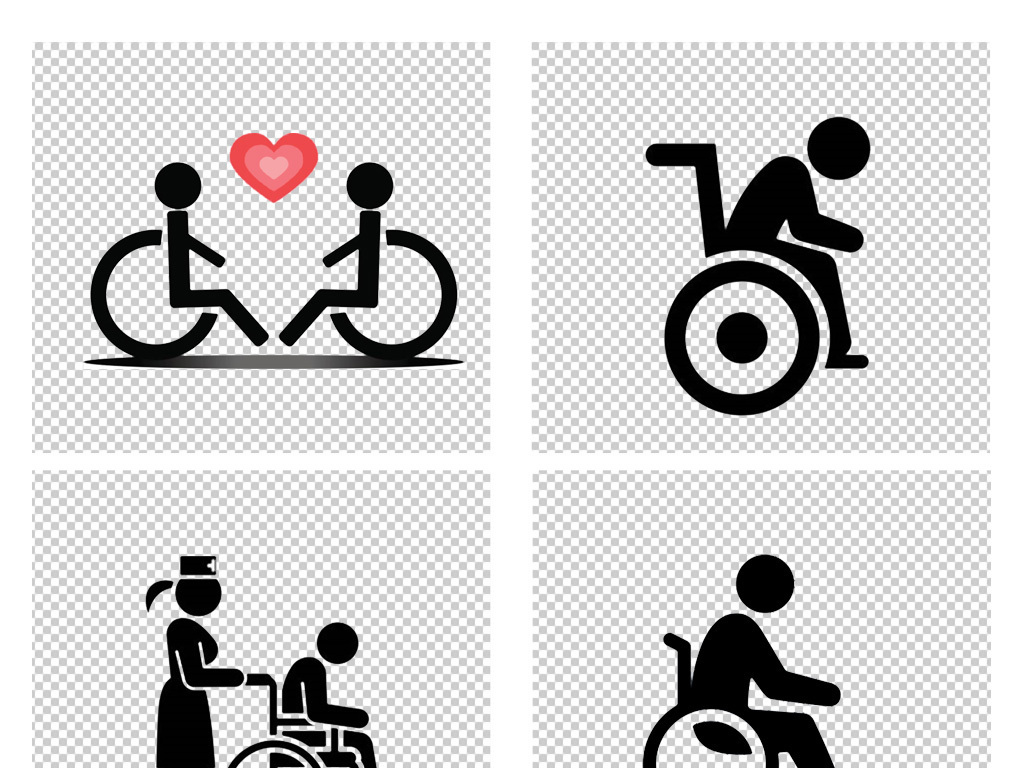 生活标识UI残疾人黑白图标png素材