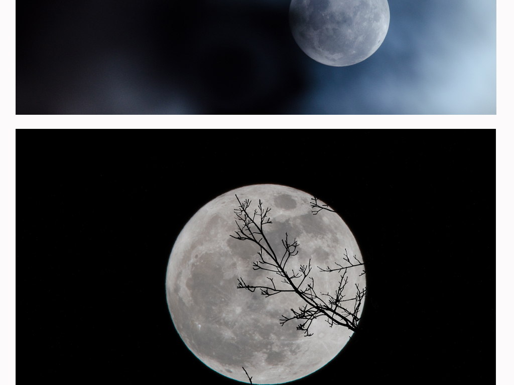 高清唯美月亮月球月牙云层云朵星空背景图片