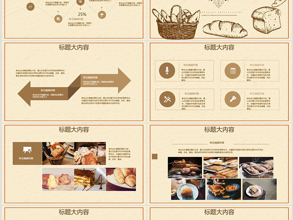 原创手绘风格面包动态ppt模板