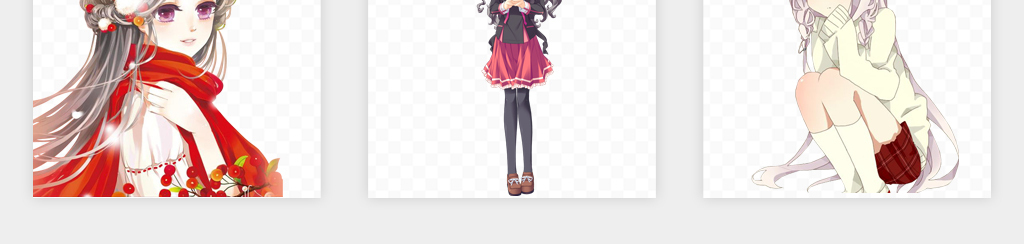 手绘卡通时尚日本动漫美女人物png素材