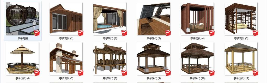 精品现代风格景观亭子凉亭亭子su模型