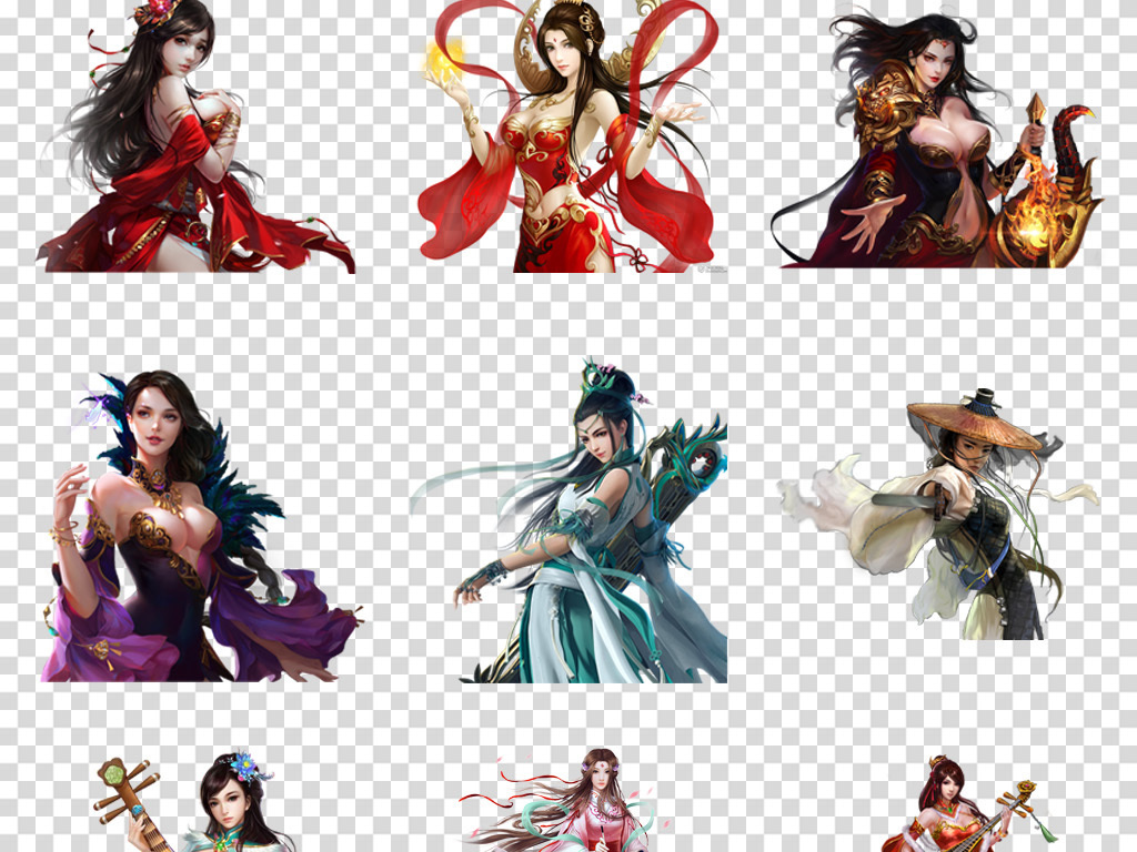 免抠元素 人物形象 动漫人物 ></p></a> 卡通游戏美女人物动漫武侠美女人物png