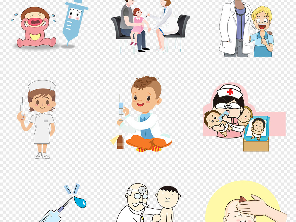50款儿童预防疾病打针注射疫苗png素材