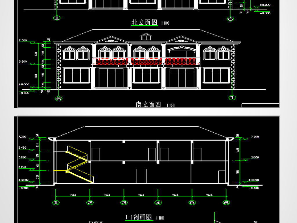 二层别墅cad设计图