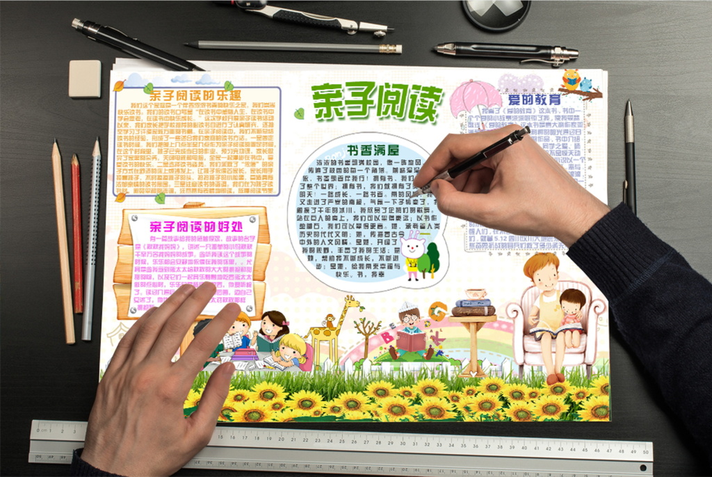 快乐读书小报阅读心得读后感亲子阅读电子手抄报小报