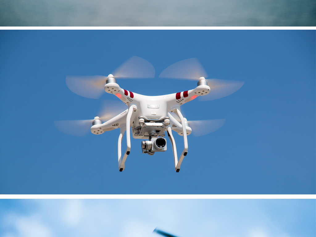 高清大疆科技无人机航拍飞机模型海报背景图