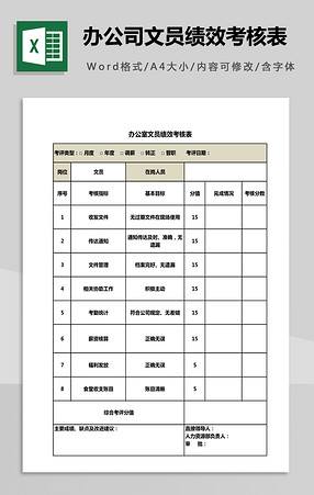 最新企业绩效考核表Excel模板_绩效考核表表格
