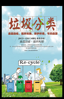 卡通垃圾分类从身边小事做起环保公益.图片设