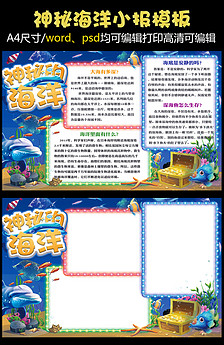 水族馆海底世界小丑鱼小报电子手抄报图片设计