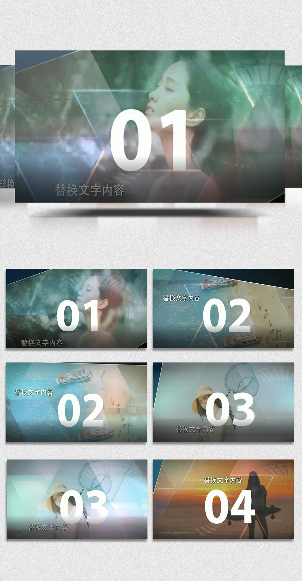 2019绿色三角形渐变图文AE模板