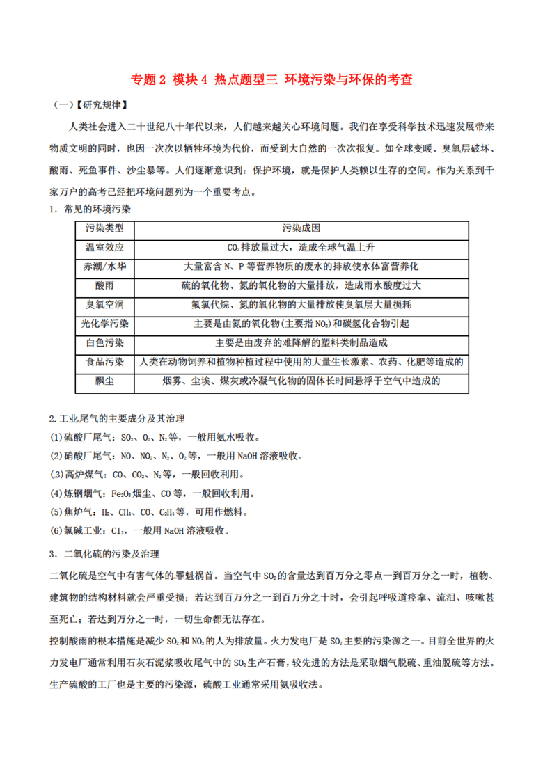 化学2017年高考(热点+题型全突破)专题2 模块