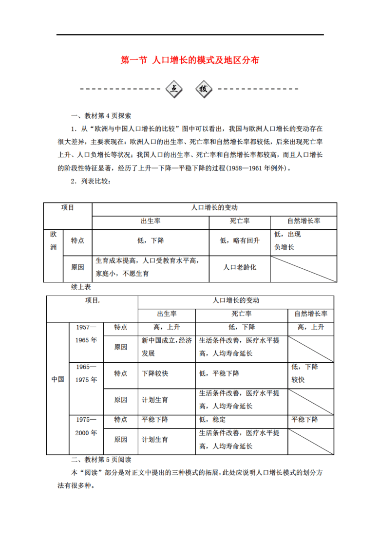 人口增长模式教学设计_1.1 人口增长模式教案(2)