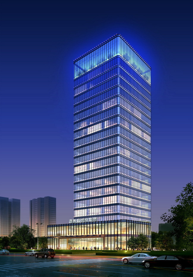 tf95公共建筑夜景亮化效果psd