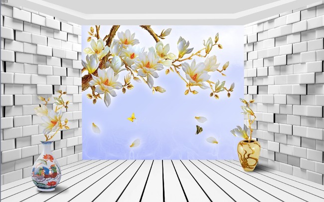 客厅3d玉兰花电视背景墙图片设计素材_高清psd模板下载(307.