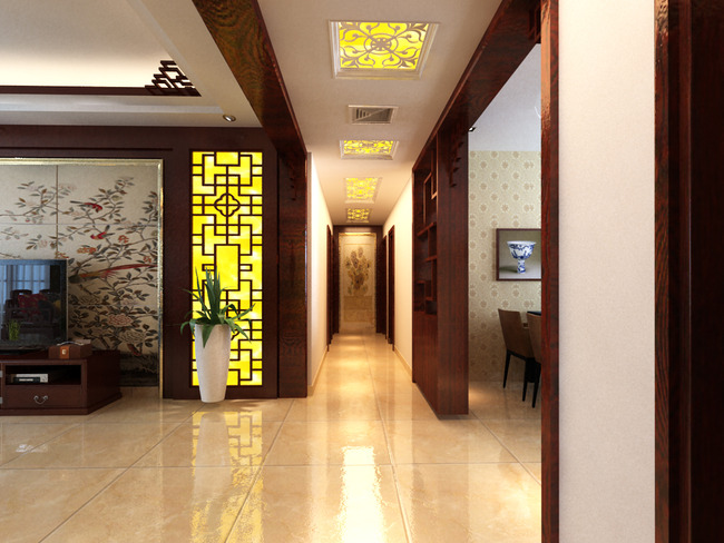 家装效果图模型3d客厅餐厅走廊下载-编号12908215-客厅餐厅-我图网