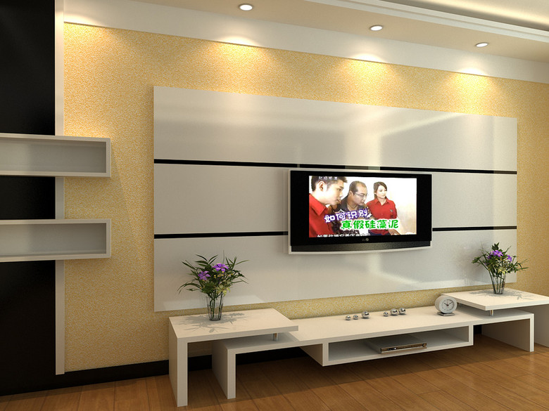 电视背景墙双色弹涂效果图3d模型下载