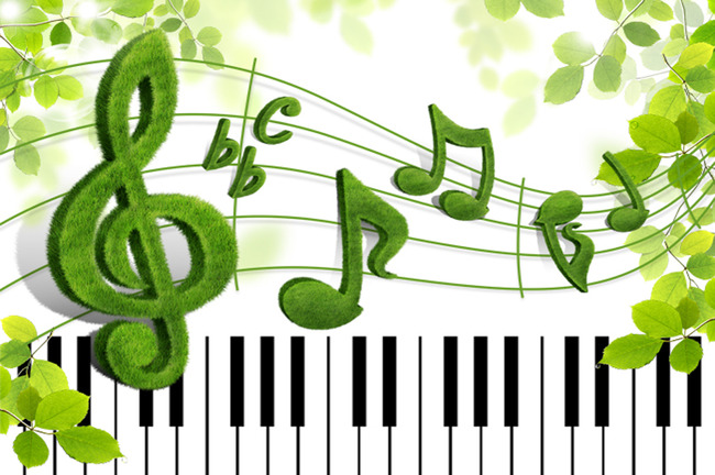 音律绿色植物音乐音符玄关模板下载