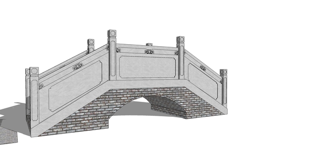 中式古典拱形桥su模型