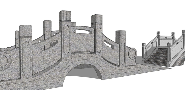 中式古典拱形橋su模型