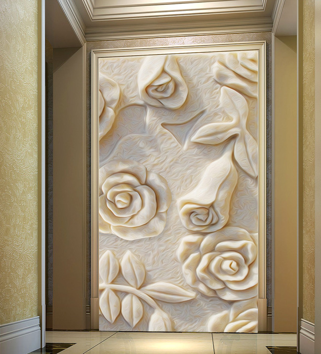 浮雕玫瑰花3d立体壁画玄关背景墙装饰画