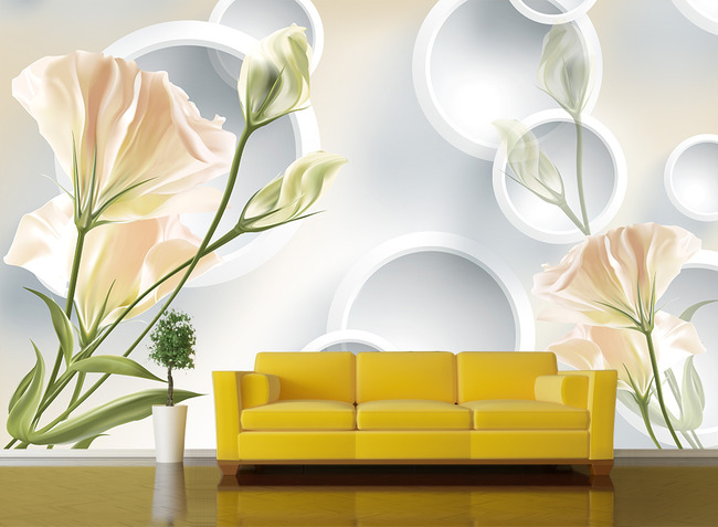 3d手绘花朵电视背景墙壁画图片设计素材_高清psd模板下载(89.