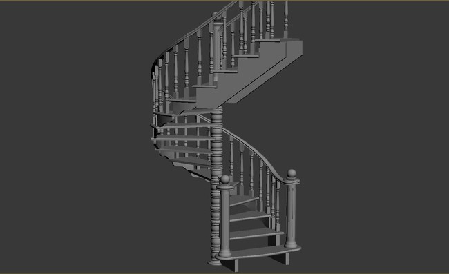 實木旋轉樓梯高精模型