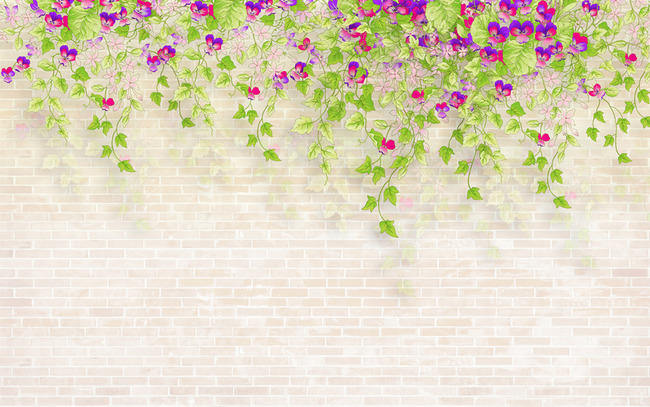 蔷薇砖墙电视背景墙装饰画