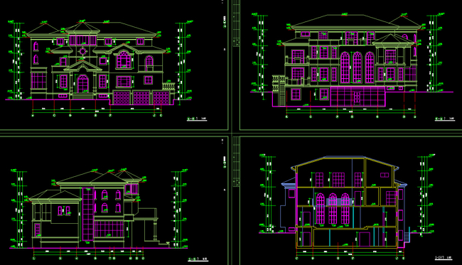 歐式自建別墅cad建築圖紙