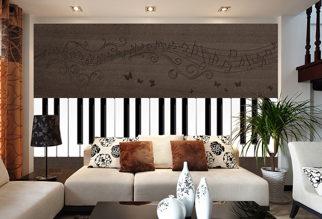 钢琴墙绘图片
