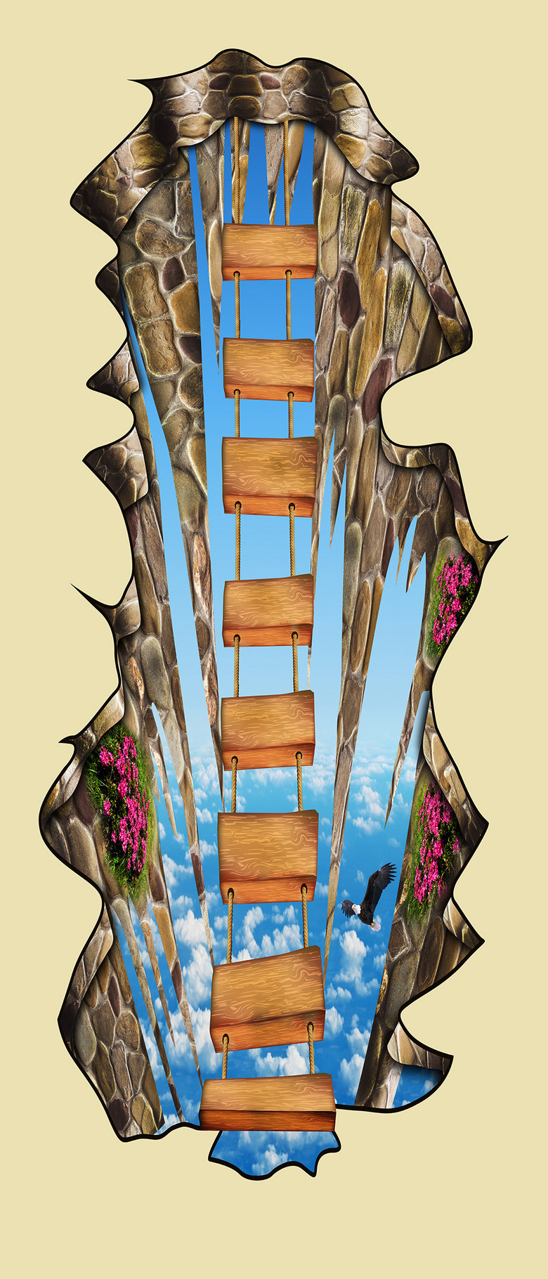 厦门3d立体画地画高清喷绘3d立体画吊桥