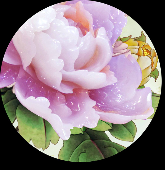 高清玉雕牡丹花家和富贵