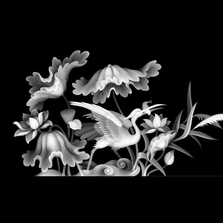 > 仙鹤荷花精雕jdp图 版权图片 设计师 : 2589753735 素材图片参数