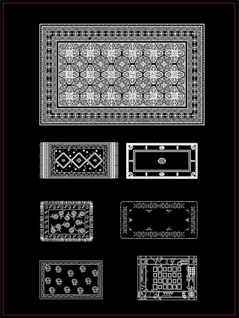 cad地毯素材图室内装修设计平面图下载(图片0.
