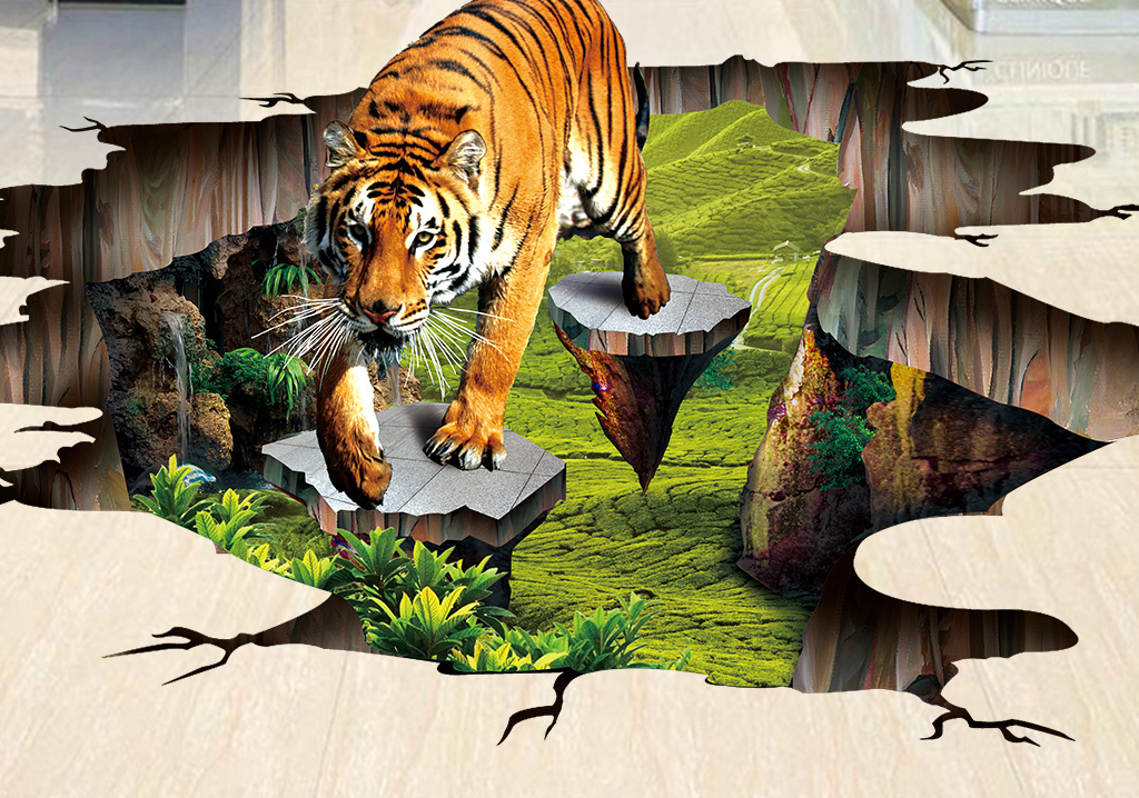 3d猛虎3d地画3d地贴3d户外地画