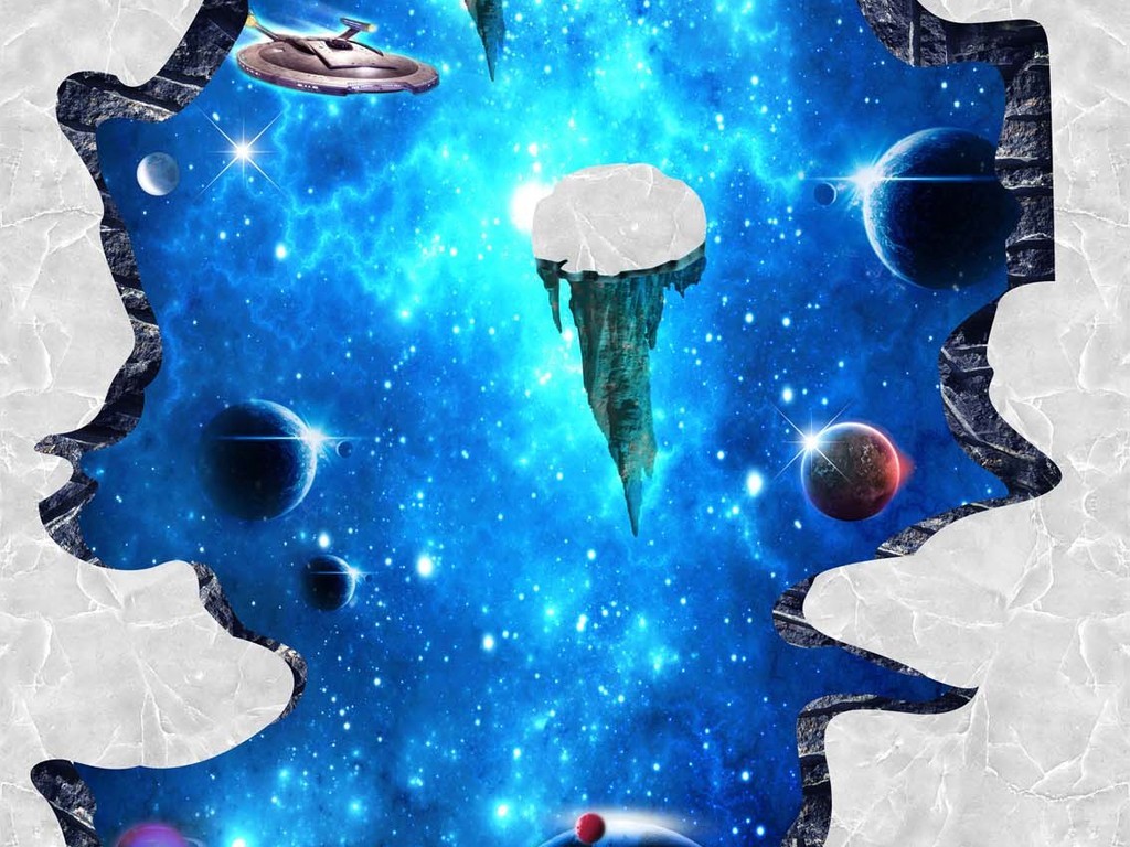宇宙星空银河3d立体地板户外地画