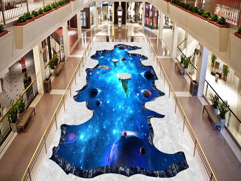 宇宙星空银河3d立体地板户外地画