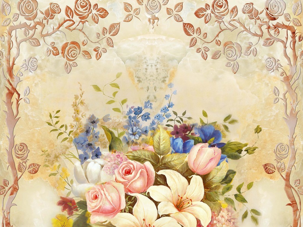 大理石纹欧式花纹花瓶玄厅背景(图片编号:15043099)_彩雕玄关_我图网