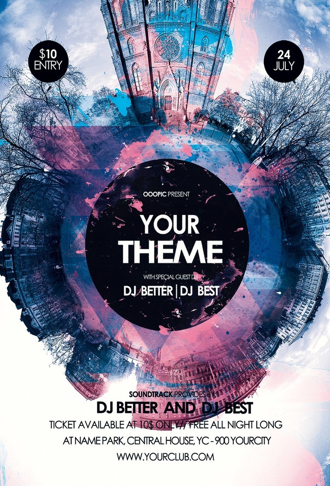 多色创意个性幻彩时尚宣传海报psd模板素材