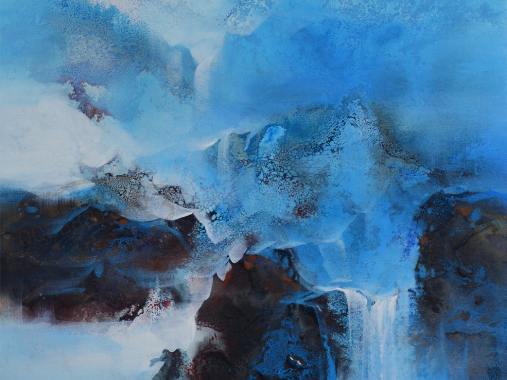 背景墙 玄关 油画|立体油画玄关 > 意境纯手绘抽象油画山水艺术玄关