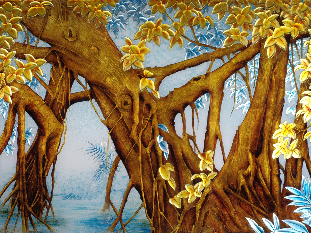 3d浮雕立体电视墙纸素材