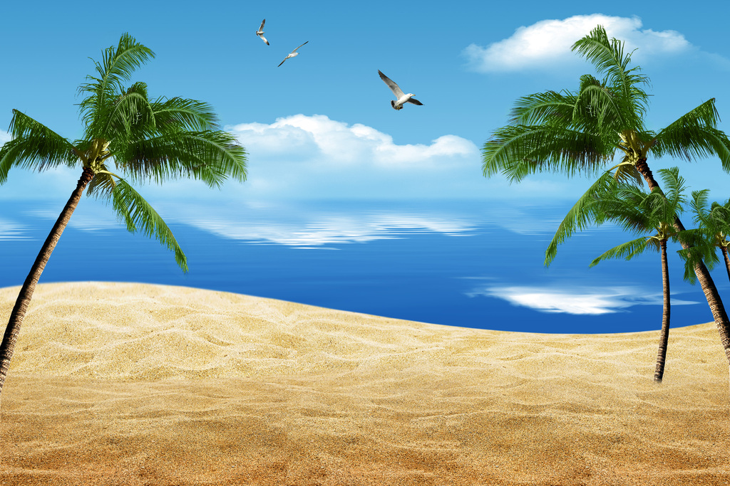 椰树大海烂漫电视背景墙图片设计素材_高清psd模板下载(131.