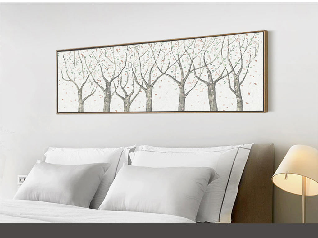 手绘幸福树发财树日系森林床头画