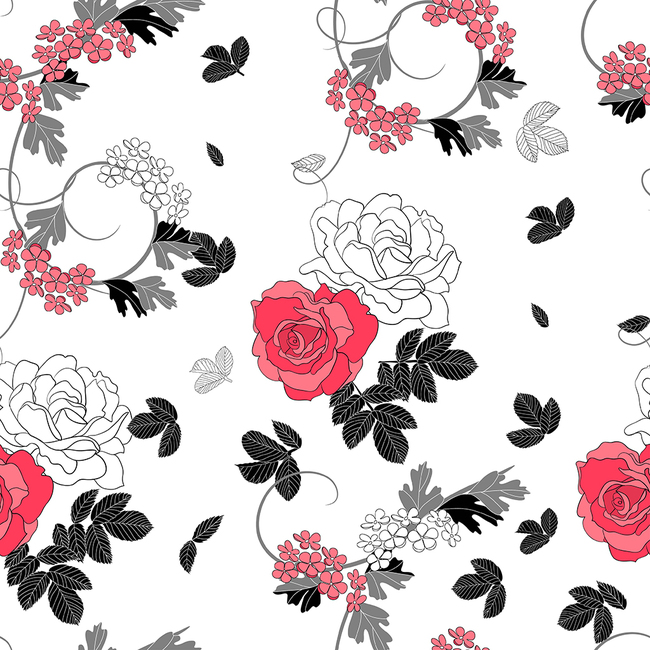 黑色矢量花纹餐桌印花图案(图片编号:15297255)_植物花卉图案_我图网